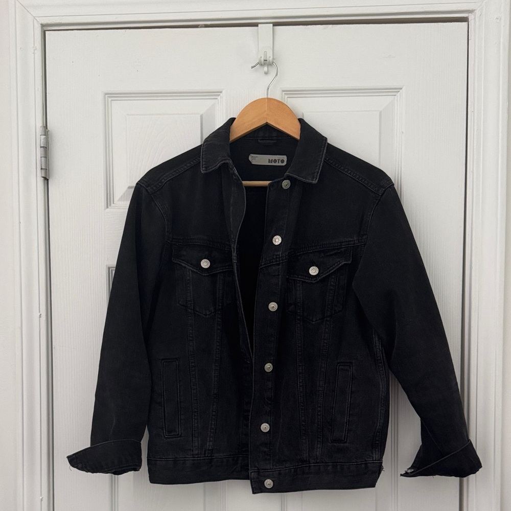 Topshop Moto Black Denim Jacket sz 8